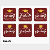 ビューティフルレッド金ゴールドグラッドハット2025卒業 スクエアシール (シート)