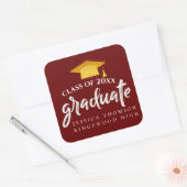 ビューティフルレッド金ゴールドグラッドハット2025卒業 スクエアシール (封筒)