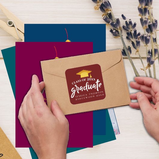 ビューティフルレッド金ゴールドグラッドハット2025卒業 スクエアシール