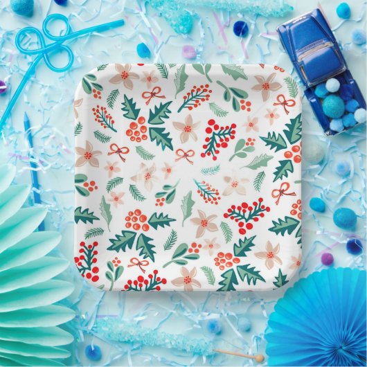 ビューティフルレッド金ゴールドメリークリスマスグリーティング紙 ペーパープレート (パーティー)