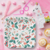 ビューティフルレッド金ゴールドメリークリスマスグリーティング紙 ペーパープレート (パーティー)