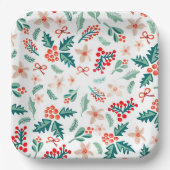 ビューティフルレッド金ゴールドメリークリスマスグリーティング紙 ペーパープレート (正面)