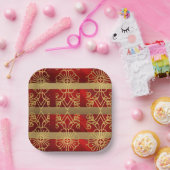 ビューティフルレッド&金ゴールドクリスマス紙プレート ペーパープレート (パーティー)