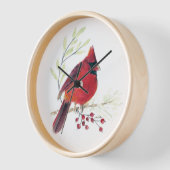 ビューティフルレッド(鳥)ショウジョウコウカンチョウウォーターカラーウォールデコル 壁時計 (傾斜)