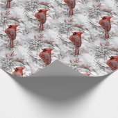 ビューティフルレッド（鳥）ショウジョウコウカンチョウオンスノウィーブランチ冬 ラッピングペーパー (角)