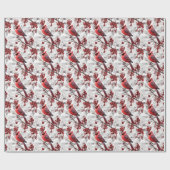 ビューティフルレッド(鳥)ショウジョウコウカンチョウオンスノウィーブランチ冬 ラッピングペーパー (フラット)