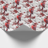 ビューティフルレッド(鳥)ショウジョウコウカンチョウオンスノウィーブランチ冬 ラッピングペーパー (角)