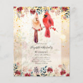 ビューティフルレッド(鳥)ショウジョウコウカンチョウバード結婚式招待状 (正面)