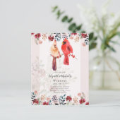 ビューティフルレッド（鳥）ショウジョウコウカンチョウバード結婚式招待状 (スタンド正面)