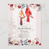 ビューティフルレッド（鳥）ショウジョウコウカンチョウバード結婚式招待状 (正面)