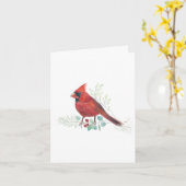 ビューティフルレッド（鳥）ショウジョウコウカンチョウ絵画ズ カード (黄色い花)