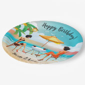 ビューティフルレディースアットザビーチ誕生日 ペーパープレート (アングル)