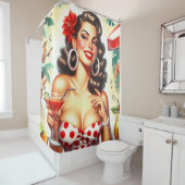 ビューティフルレトロウーマンイラストレーション シャワーカーテン (インサイチュ)
