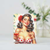 ビューティフルレトロウーマンイラストレーション ポストカード (スタンド正面)