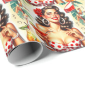ビューティフルレトロウーマンイラストレーション ラッピングペーパー (ロールコーナー)