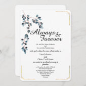 ビューティフルレブズ金ゴールド線結婚式招待状 招待状 (正面/裏面)