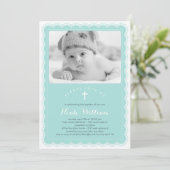 ビューティフルレースバプティスマ招待状-ブルー 招待状 (スタンド正面)