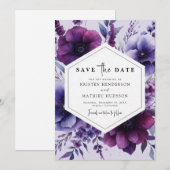 ビューティフルロマンスパープル結婚フローラ セーブザデート (正面/裏面)