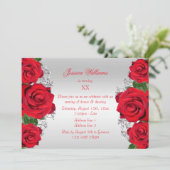 ビューティフルロマンチックレッドローゼス誕生日 招待状 (スタンド正面)