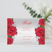 ビューティフルロマンティックレッドバラス誕生日 出欠カード (スタンド正面)