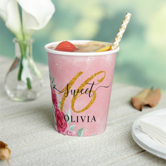 ビューティフルローズスウィート16紙カップ 紙コップ (インサイチュ)