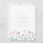 ビューティフルワイルドフラワーブーケ誕生日招待状 招待状 (正面)