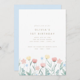 ビューティフルワイルドフラワーブーケ誕生日招待状 招待状