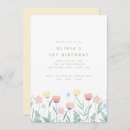 ビューティフルワイルドフラワーブーケ誕生日招待状 招待状