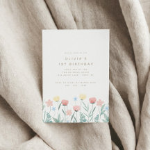 ビューティフルワイルドフラワーブーケ誕生日招待状