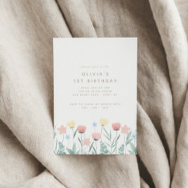 ビューティフルワイルドフラワーブーケ誕生日招待状 招待状