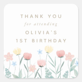 ビューティフルワイルドフラワーブーケ誕生日 スクエアシール