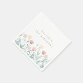 ビューティフルワイルドフラワーブーケ誕生日 スタンダードカクテルナプキン (角)