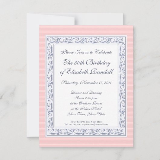 ビューティフルヴィンテージアイリスブーケ誕生日 招待状 (裏面)