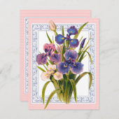 ビューティフルヴィンテージアイリスブーケ誕生日 招待状 (正面/裏面)