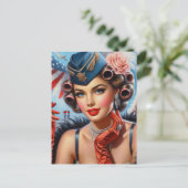 ビューティフルヴィンテージガールポートレート ポストカード (スタンド正面)