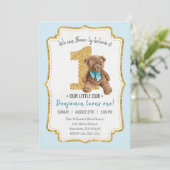 ビューティフルヴィンテージテディベア第1誕生日 招待状 (スタンド正面)