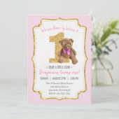 ビューティフルヴィンテージテディベア第1誕生日 招待状 (スタンド正面)