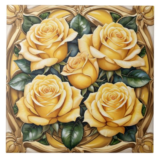 ビューティフル人気があるイエローローズコレクション タイル (正面)