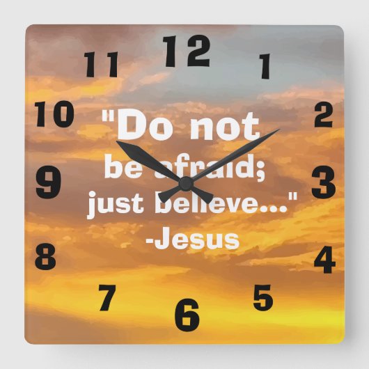 ビューティフル感動的イエス引用文スカイプリント スクエア壁時計 (正面)