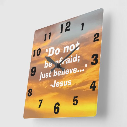 ビューティフル感動的イエス引用文スカイプリント スクエア壁時計 (傾斜)