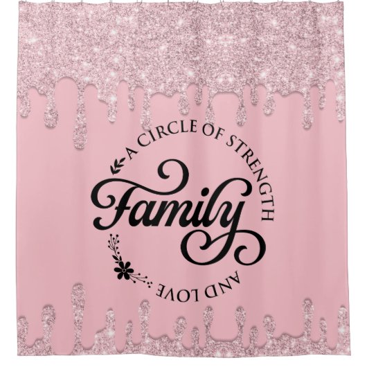 ビューティフル感動的ファミリー引用文シャワーカータイ シャワーカーテン (正面)