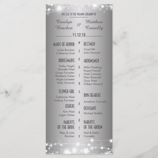 ビューティフル白熱［赤熱］光を放つスターズシルバー結婚式 プログラム (正面)