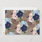 ビューティフル素朴ネイビー&赤面フローラベビーシャワー 招待状 (裏面)