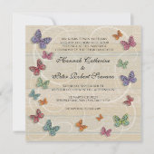 ビューティフル素朴バタフライ結婚式招待状 招待状 (正面)