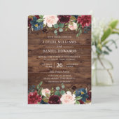 ビューティフル素朴ブルゴーニュ赤面結婚フローラ 招待状 (スタンド正面)