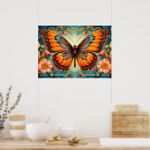 ビューティフル芸術的バタフライイラストレーションアート ポスター (キッチン)