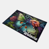 ビューティフル芸術的バタフライイラストレーション ドアマット (アングル)