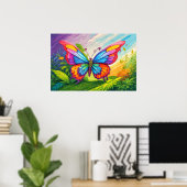 ビューティフル芸術的バタフライイラストレーション ポスター (ホームオフィス)