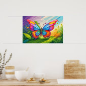 ビューティフル芸術的バタフライイラストレーション ポスター (キッチン)