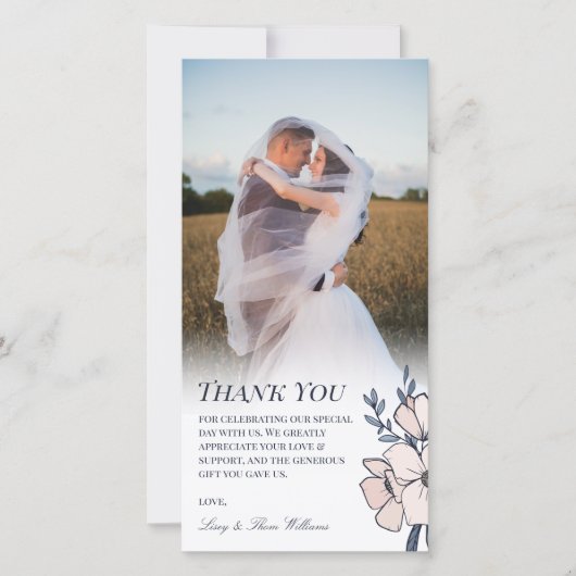 ビューティフル赤面&ブ結婚ルーフラワーズサンキュー サンキューカード (正面)